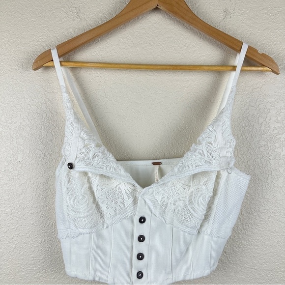 Free People Have My Heart Cropped White Top‎ Size Medium Women - Picture 6 of 14